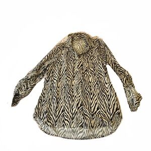 Zebra Print Button-Up Blouse